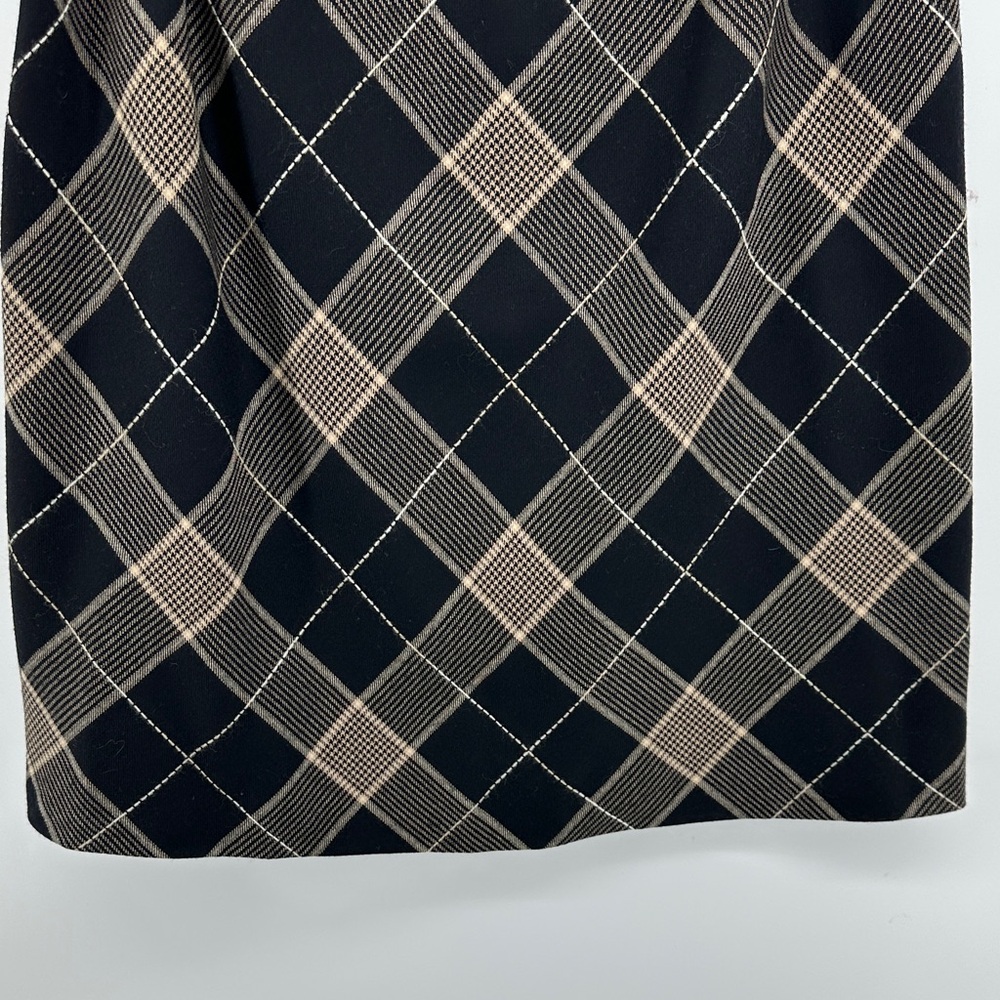 VTG 90s Y2K Grunge Academia Ann Taylor Black and Tan Checkered Pencil Skirt Sz10 - Picture 7 of 12